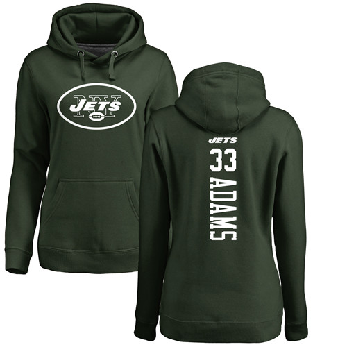 New York Jets Green Women Jamal Adams Backer NFL Football #33 Pullover Hoodie Sweatshirts->nfl t-shirts->Sports Accessory